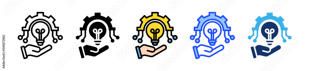 Poster technology adoption icon set with multiple style collection