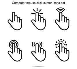 Computer mouse click cursor icons set