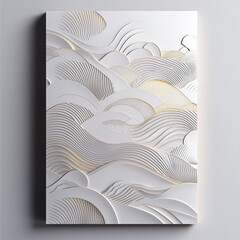 Wave patterns design features gentle wave-like curves, elegant flow, with soft pastel colors with hints of silver or gray for a calm and tranquil aesthetic