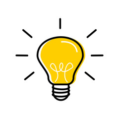 Light bulb vector icon symbol representing innovation and creativity