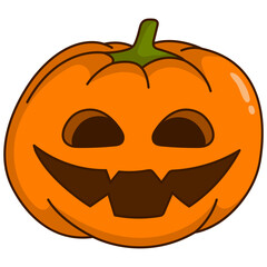 Halloween Pumpkin Face Character with Spooky Cartoon Design. Vector Illustration.