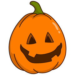 Halloween Pumpkin Face Character with Spooky Cartoon Design. Vector Illustration.