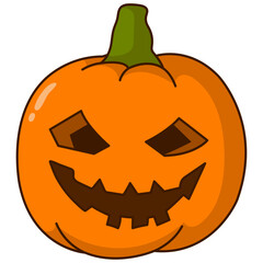 Halloween Pumpkin Face Character with Spooky Cartoon Design. Vector Illustration.