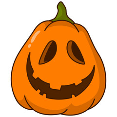 Halloween Pumpkin Face Character with Spooky Cartoon Design. Vector Illustration.