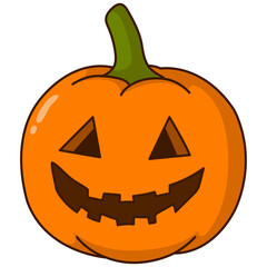 Halloween Pumpkin Face Character with Spooky Cartoon Design. Vector Illustration.