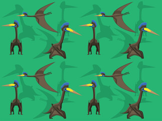 Flying Dinosaur Hatzegopteryx Cute Cartoon Character Seamless Wallpaper Background © bullet_chained