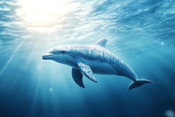Fototapeta premium Dolphin in the water happy expression ai generated