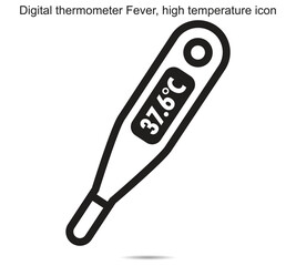 Digital thermometer Fever, high temperature icon