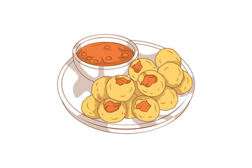 Indian Food Pani Puri Illustration