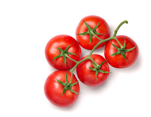 Top view of tomato cluster  isolated on white background.