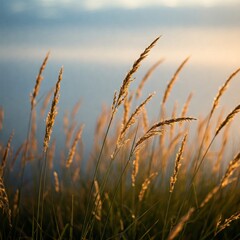 Obraz premium Soft, blurred silhouettes of tall grass swaying in a light breeze