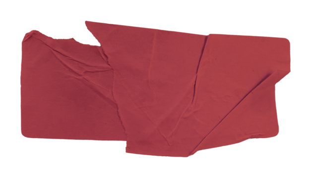 glued torn red note paper isolated on white