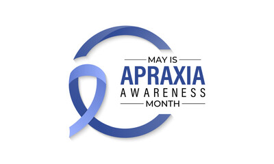 Apraxia Awareness Month banner, background design template. Holiday concept. Raising Awareness for Childhood Apraxia of Speech. Realistic Ribbon. Vector illustration. Eps 10.