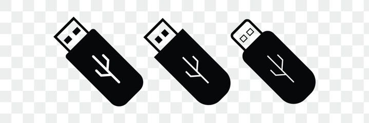 usb icon. vector symbol on transparent background.