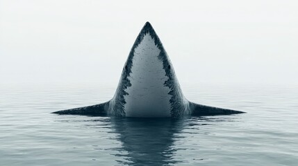Fototapeta premium Grayscale Image of a Large Marine Animal's Fin Breaking the Water's Surface