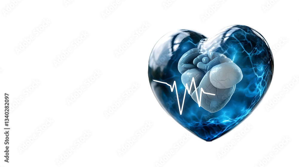 Aufkleber a modern technological heart symbol with a sharp white electrocardiogram ecg heartbeat line running 
