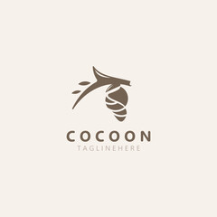 Cocoon logo Butterfly silkworm symbol. Caterpillar metamorphosis animal template design illustration