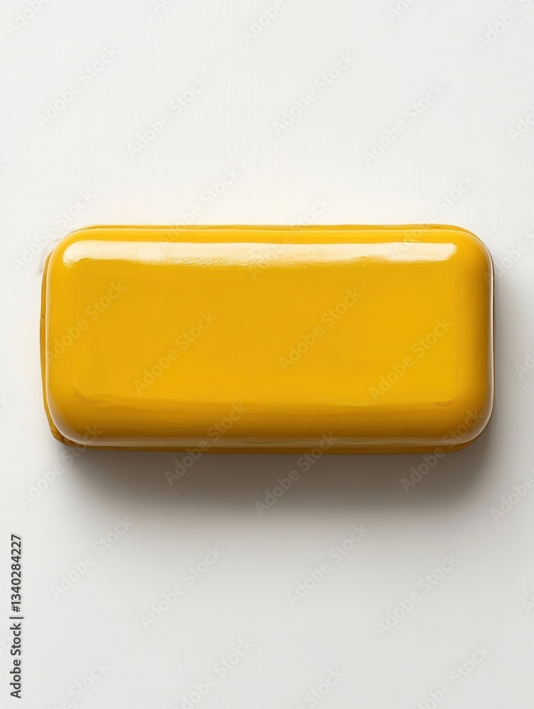 Poster rectangular yellow container on a white surface studio shot showcasing sleek design and vibrant colo