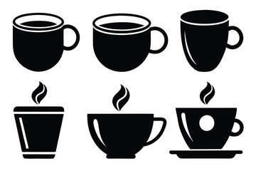 Obraz premium Coffee cup set illustration with various cup designs and beverage types
