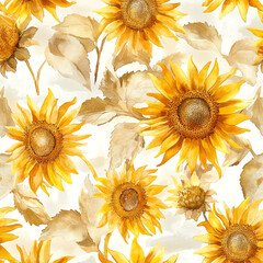 A painting of a bunch of yellow sunflowers