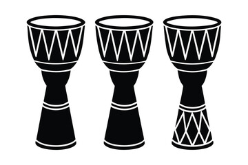 african djembe drum icons set vector 