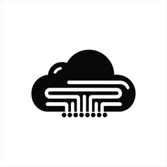 cloud computing vector silhouette illustration