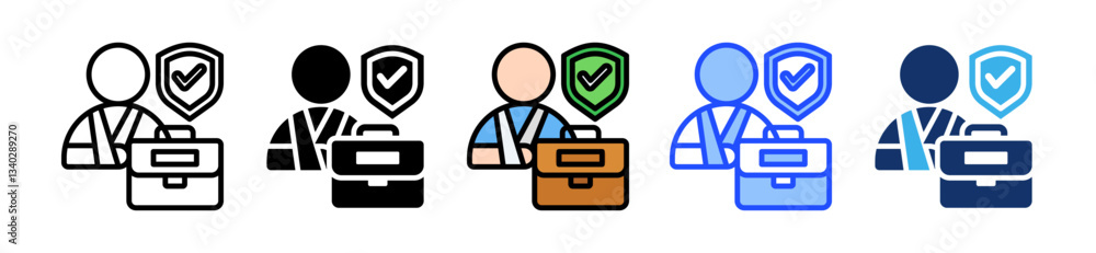Poster workplace icon set with multiple style collection