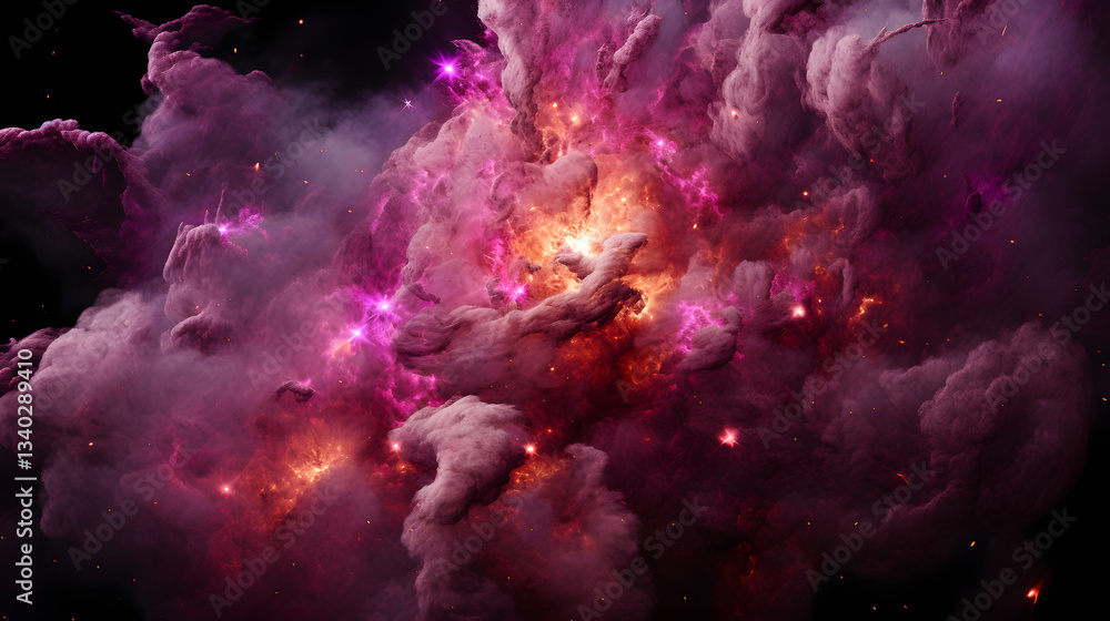 Poster colorful explosion of smoke creating a mesmerizing display of colors and dynamics representing energ