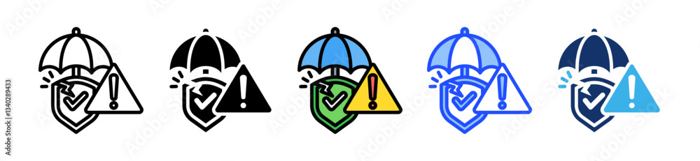 Poster risk icon set with multiple style collection