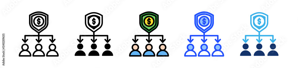 Poster beneficiary icon set with multiple style collection