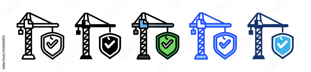 Poster construction icon set with multiple style collection