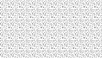 abstract black line doodle hand drawn seamless pattern background vector