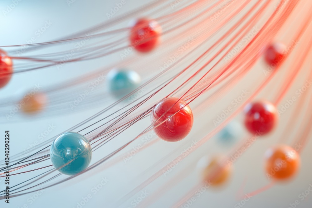Poster a bunch of colorful balls are hanging from a string