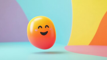 A cute smiley face orb displays happiness over colorful backgrounds