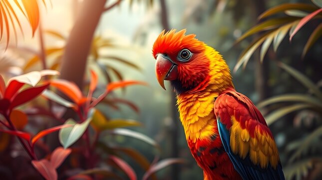 bird colour full bird ai image in rainforest 