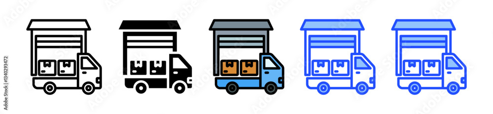 Poster supplier icon set with multiple style collection
