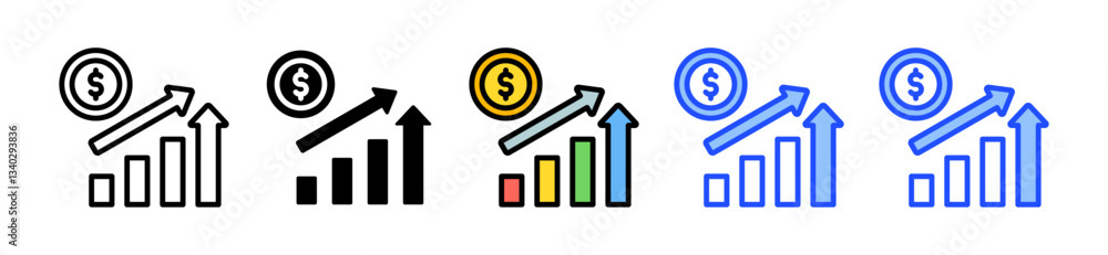 Poster growth icon set with multiple style collection
