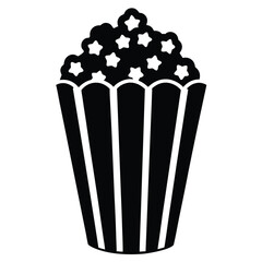 A cinema snack of popcorn beside a vector trash icon