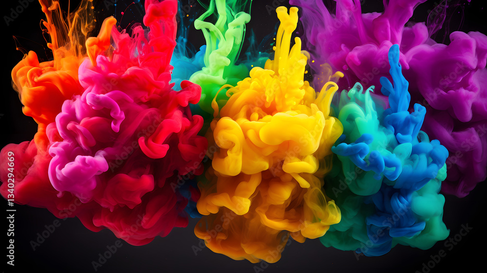 Poster stunning visual of colorful ink swirling in water creating beautiful abstract patterns representing 