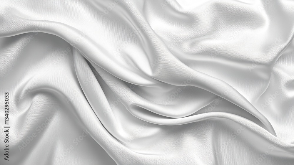 Poster elegant white silk fabric with soft folds and flowing drape creating a luxurious texture and smooth 
