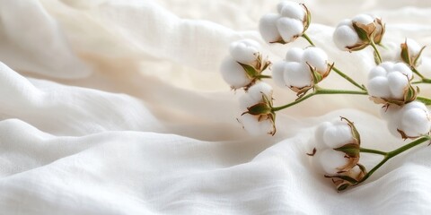 A white background with a bunch of white cotton flowers