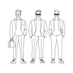 Stylish Businessmen in a Minimalist Line Art Style