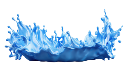 Splashing light blue liquid on transparent background