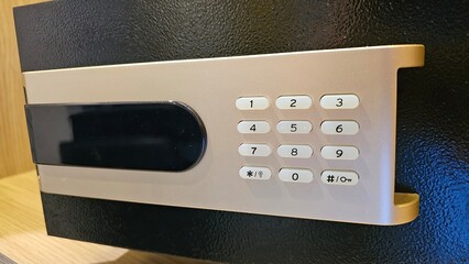 safe with keypad lock on the door, password, security box