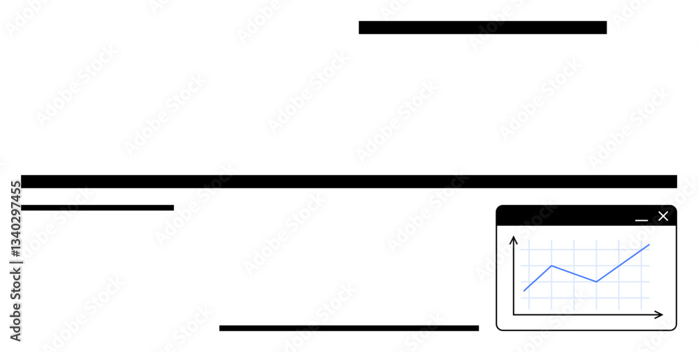 Poster upward-trending graph in a web ui panel conveys growth or success metrics. ideal for analytics, tech