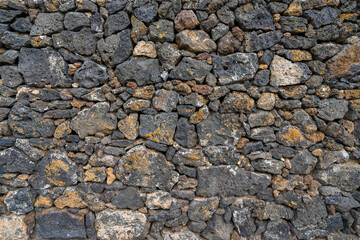Black volcanic rock wall texture