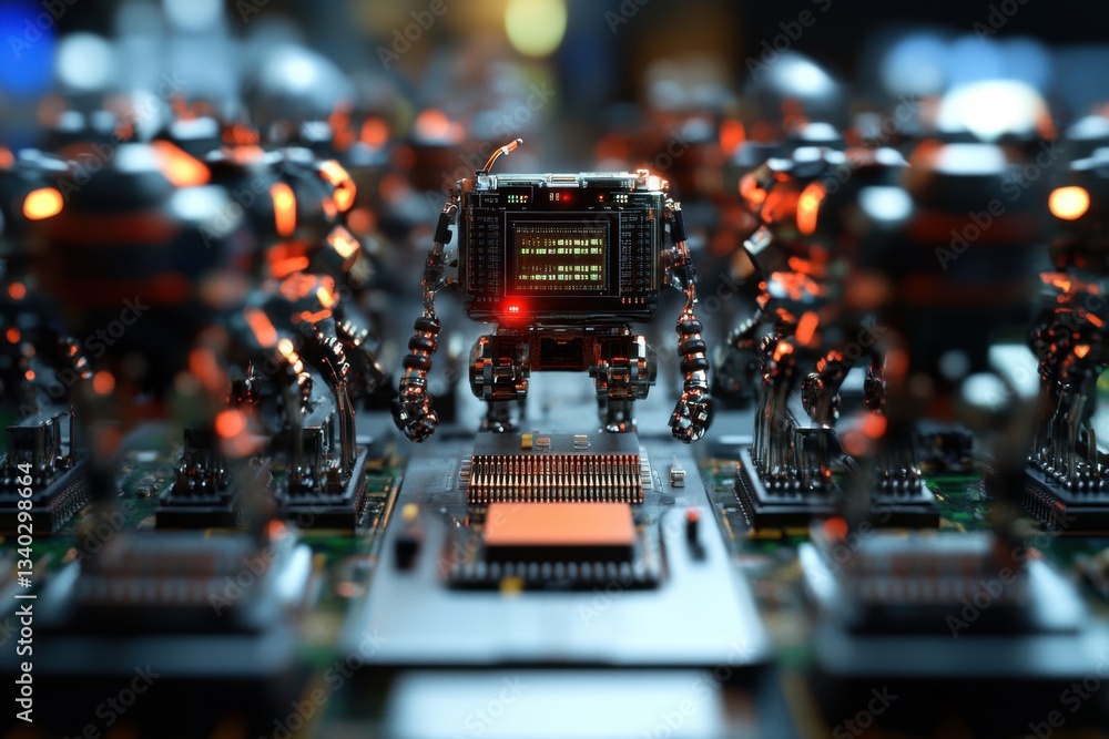 Poster a close up of a circuit board with many small lights on it