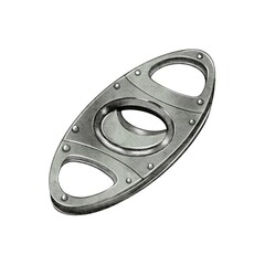 Realistic watercolor illustration of metal cigar scissors with double blades. A tobacco accessory isolated on a white background.