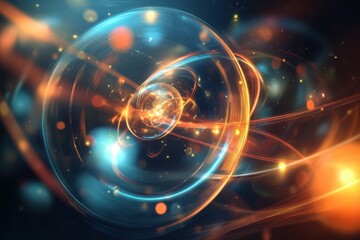 Obraz premium A colorful, abstract image of a sphere with a blue and orange swirl
