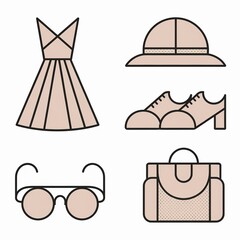 Fototapeta premium Minimalist Fashion and Accessory Icon Set – Simple and Clean Line Art